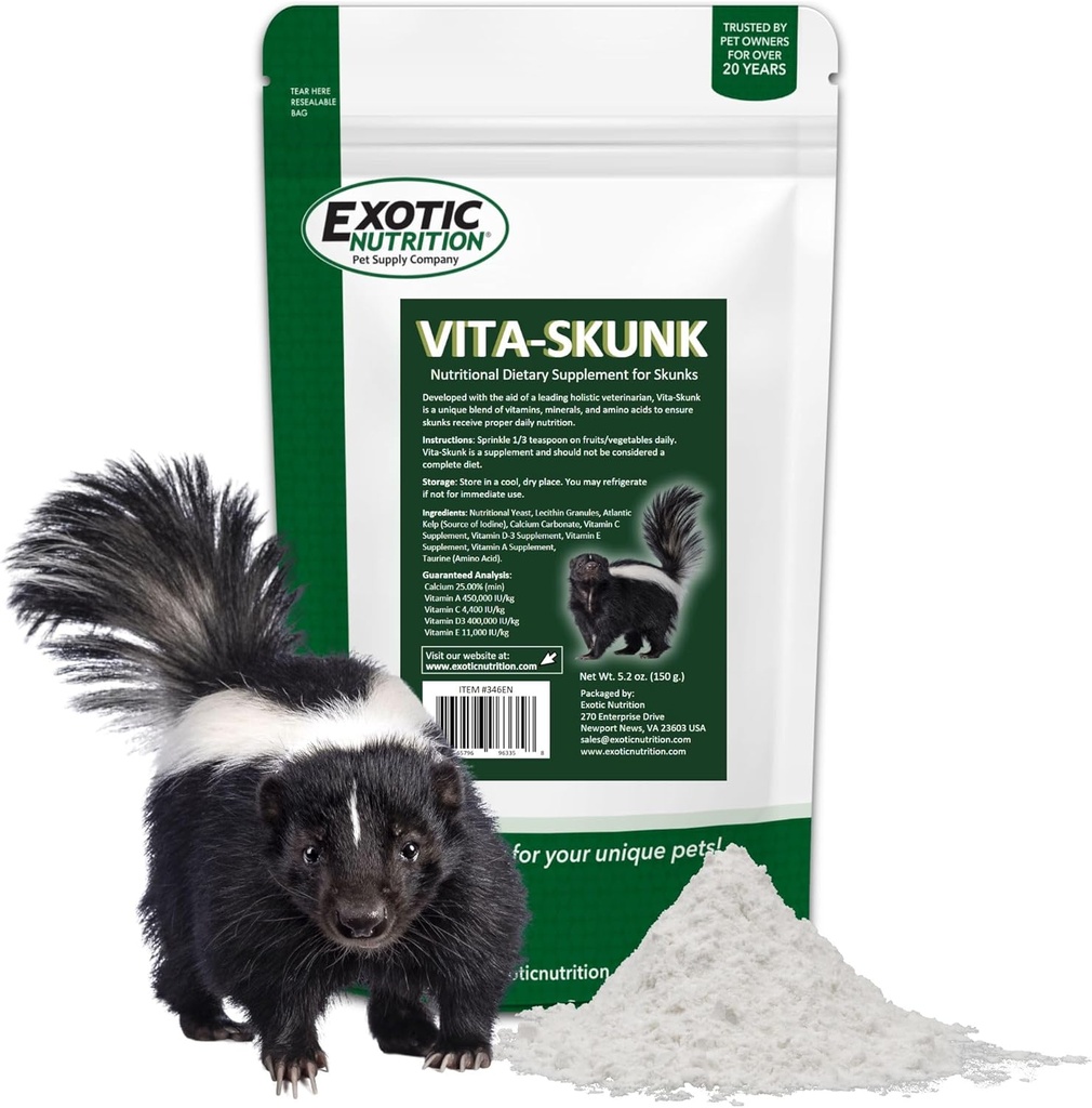Vita-Skunk (5.2 oz.) - Suplemento dietético nutricional - Hecho con vitaminas esenciales, minerales y ácidos aminoácidos - para pet Skunks