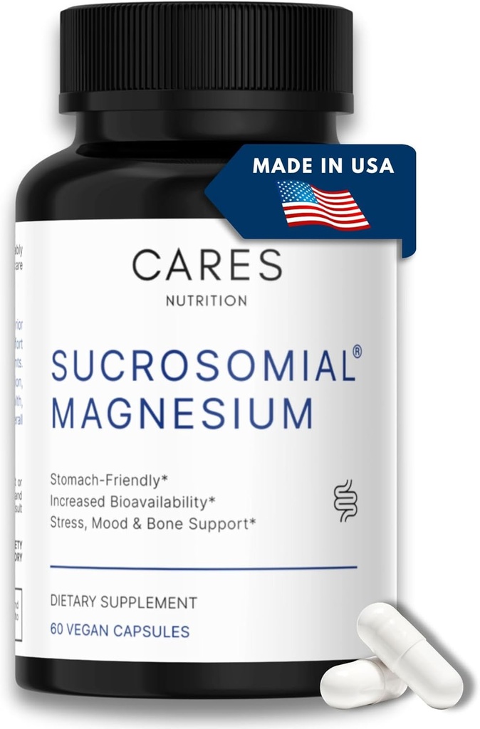 Magnesio sucrosomial — 300 mg de suplemento de magnesio sucrosomial patentado. Nada de estómago. No hay molestias en comparación con otras formas