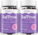 Saffron Gummies 88.5 mg con Magnesium, Max Strength Saffron Suplementos con St. John’s Wort, GABA, Rhodiola, Rosemary &amp; Passion Flower Extracts for Mood, Focus - 120 Servings