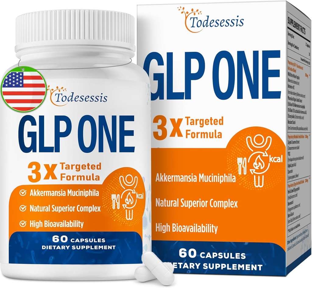 GLP UN Suplemento para Mujeres, 3X Fórmula dirigida, Gentle en el Stomach, GLP ONE con Akkermansia Probiotic, Berberine HCI & Chicory Inulin, Natural GLP UNA para la Digestión " Gut - Vegan, 60 cápsulas