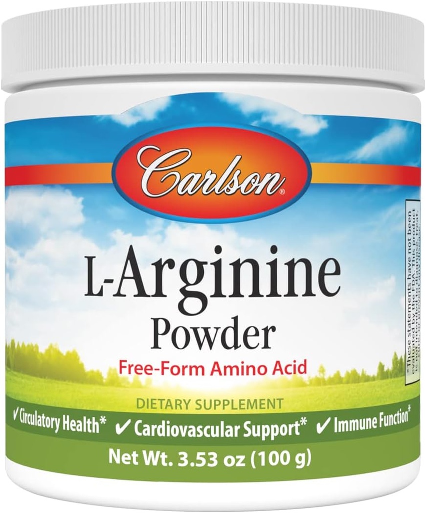 Carlson - L-Arginina Powder, Free-Form Amino Acid, Circulatory Health, 3.53 oz (100 g)