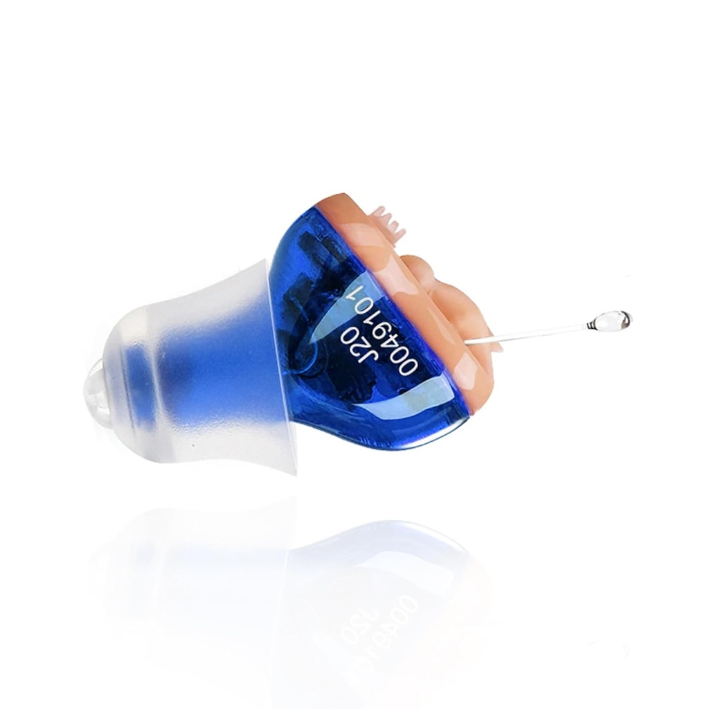 Hearing Aid, Ear Amplifier for Hearing, Battery Operated Hearing Aids for Seniors CIC In the Ear Hearing Amplfier Affordable Sound Enhancer Blue (Left Ear)