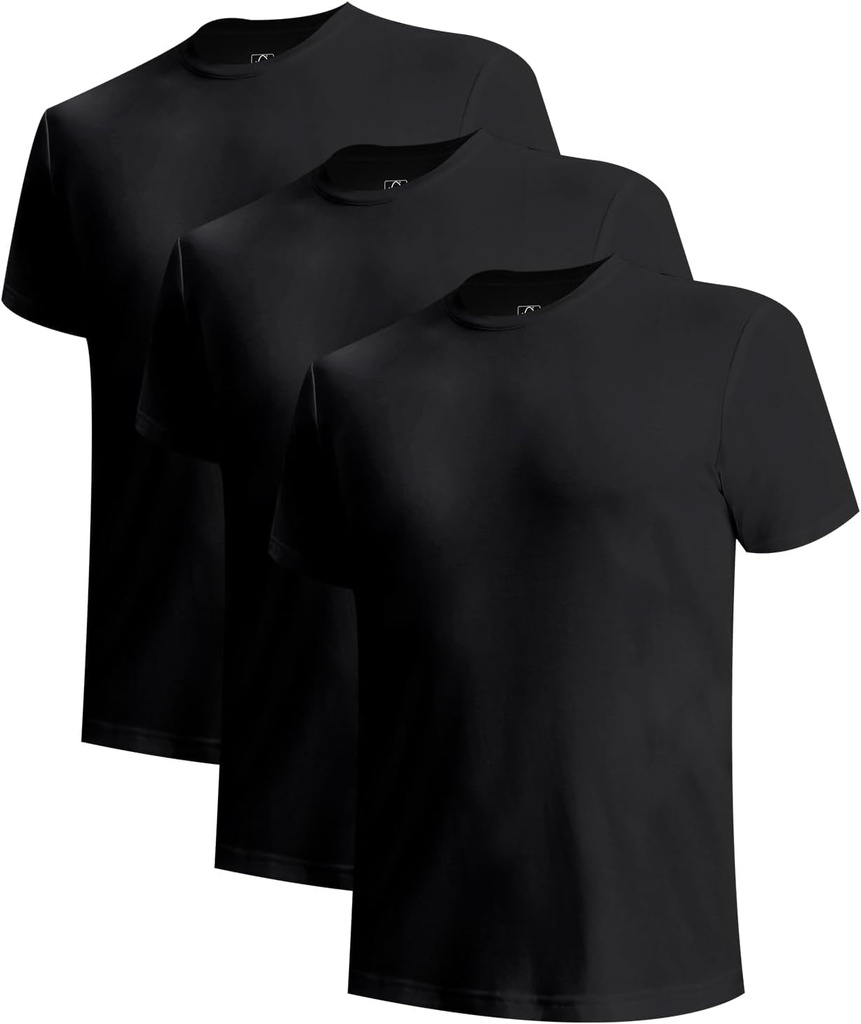 BAMBOO COOL Ropa interior Hombres Slim Fit V-Neck/Crewneck, Camisetas Moisture-Wicking Soft Stretch White Tees for Hombre, 3 Pack