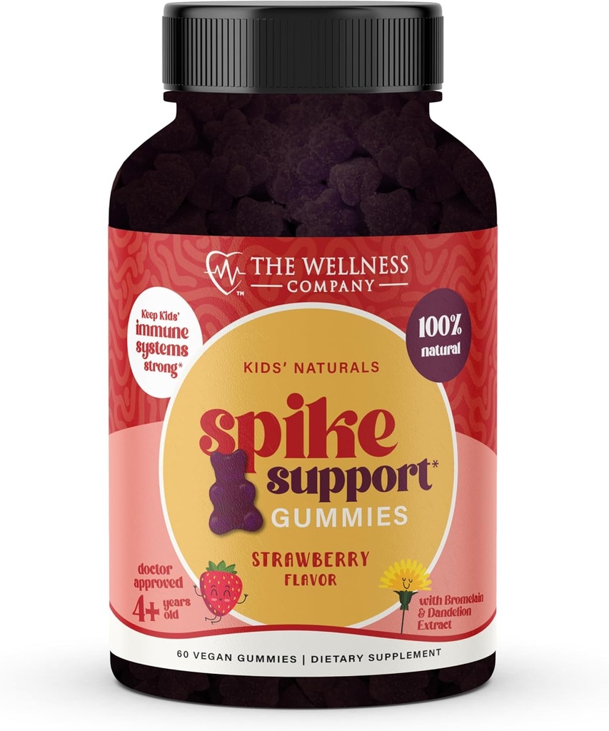 Kids Naturals Spike Support Gummies – Year-Round Wellness with Vitamin C, D & Zinc tención 60ct (1 Month Supply)