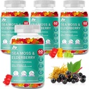 BIO VITALICA Sea Moss Gummies Elderberry BioVitalica - Vitamina C D + Zinc - Irish Seamoss Vegan Gummy with Sea Moss Gel & Powder for Immunity, Detox - para adultos y niños (4Packs)