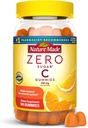 Nature Made Zero Sugar Vitamina C Gummies 250 mg por Serving, Immune & Antioxidant Support, Aspartame Free, 100 Sugar Free Gummies, 50 Day Supply
