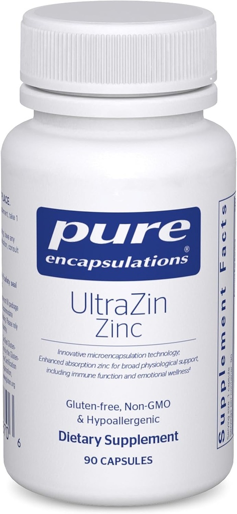 Pure Encapsulations UltraZin Zinc ¦ Enhanced Absorption Mineral Support for Metabolism and Immune Health* ← 90 Capsules