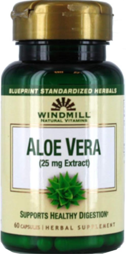 Molino de viento Vitaminas naturales Aloe Vera (25mg Extracto) 60 cápsulas (Pack of 1)