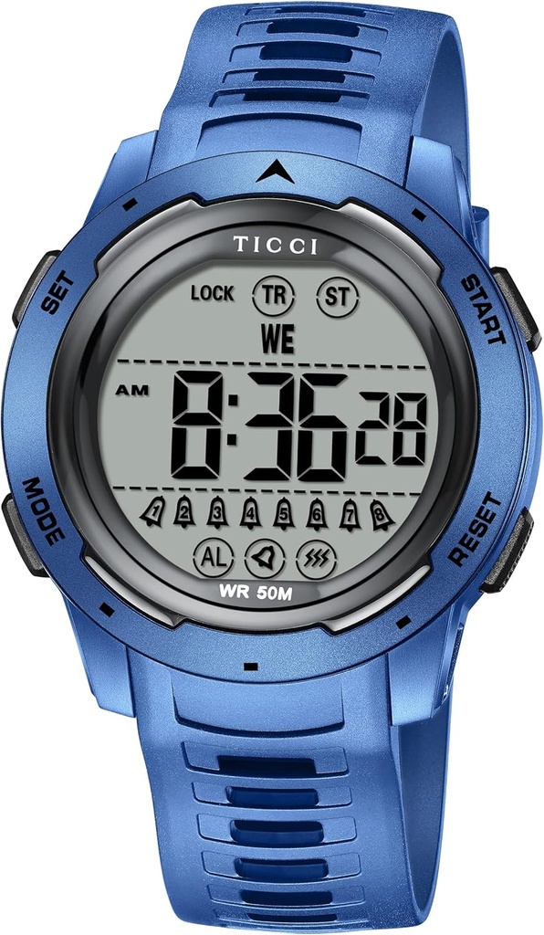 TICCI Hombre Mujeres Unisex 8 Alarma Vibrating Watch Medication Aids Vibra Alert Pill Reminder Big Digits Waterproof