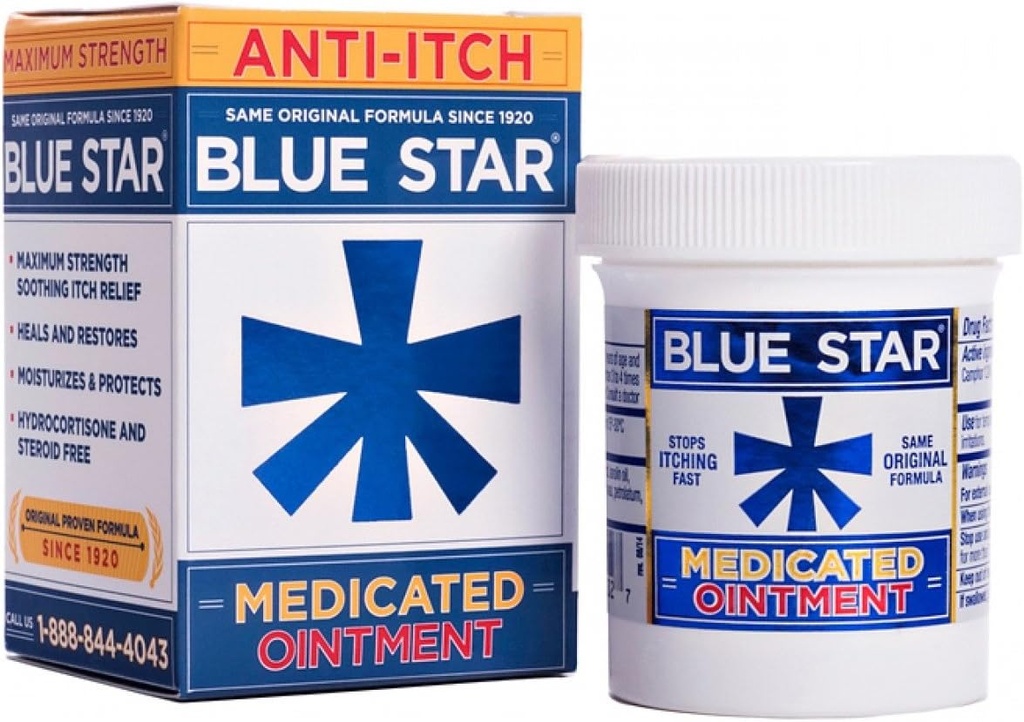 Blue Star Medicated Anti-Itch Ointment, 2oz Por Pack (2 Pack)