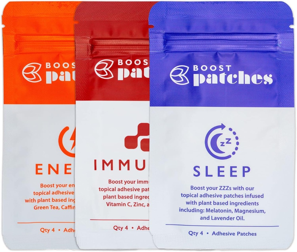 Paquete de Variedad - Wellness Patch con Energía, b12, cafeína y otros ingredientes naturales para Focus, Ser Despertado, Patches tópicos