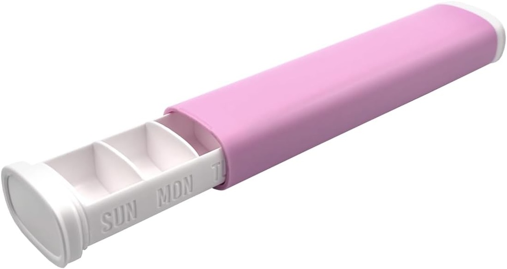 EZY DOSE Slide Pill Organizer, Medication Storage Case with Durable BPA-Free Plastic with Plastic Exterior, Large 7-Day Weekly Compartments, Tablets, Vitamins, Compact, 6.5-Inch, Pink