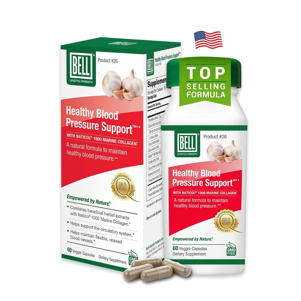 Bell Healthy Blood Pressure Support™ Unique Blend - Natural Blend of Green Coffee Bean Extract, Garlic & Celery Seed Extract Supplements- 60 Capsules, Vegan, Non-GMO