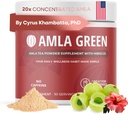 Amla Powder " Green Tea Superfood Supplement with Hibiscus, 20x Ultra Concentrated Amla, Antioxidant Support, Made with Oolong Tea and Indian Gooseberries, Organic, Vegan, Hibiscus, 90 Servings