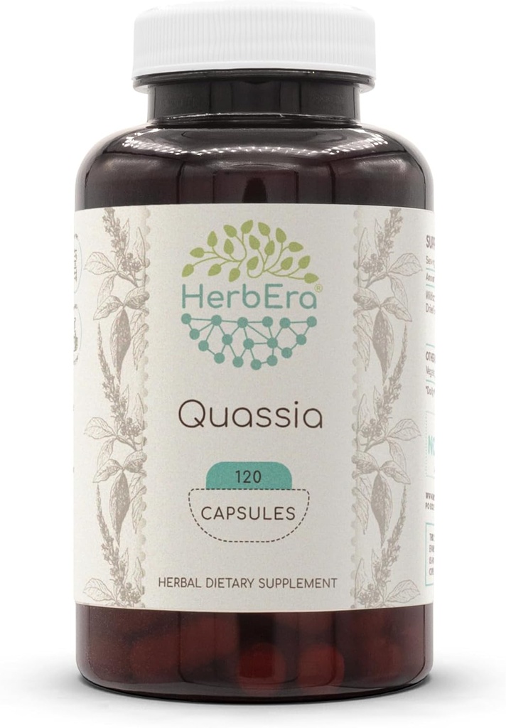 HerbEra Quassia 120 Cápsulas, 500 mg, Cuasissia Salvaje (Quassia Amara) Barco seco (120 cápsulas)