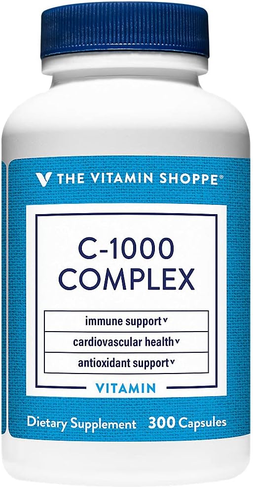 Complejo de Vitamin Shoppe C-1000 1000MG, Antioxidante que soporta la salud cardiovascular inmune (300 cápsulas)