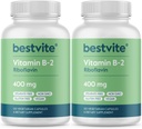 BestVITE Vitamina B-2 (Riboflavin) 400mg (240 cápsulas vegetarianas) (120 x 2) - Sin esteroides - Vegan - No GMO - Gluten Gratis