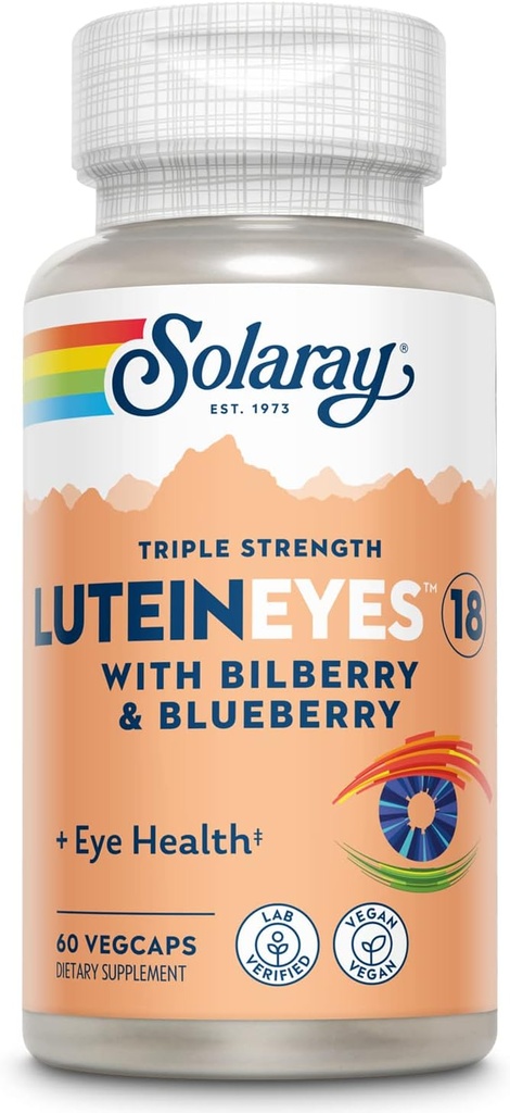 SOLARAY Triple Strength Lutein Eyes, 18 mg  vísperas Eye &amp; Macular Health Support Supplement w/Naturally Occurring Lutein and Zeaxanthin ← Non-GMO (60 CT)