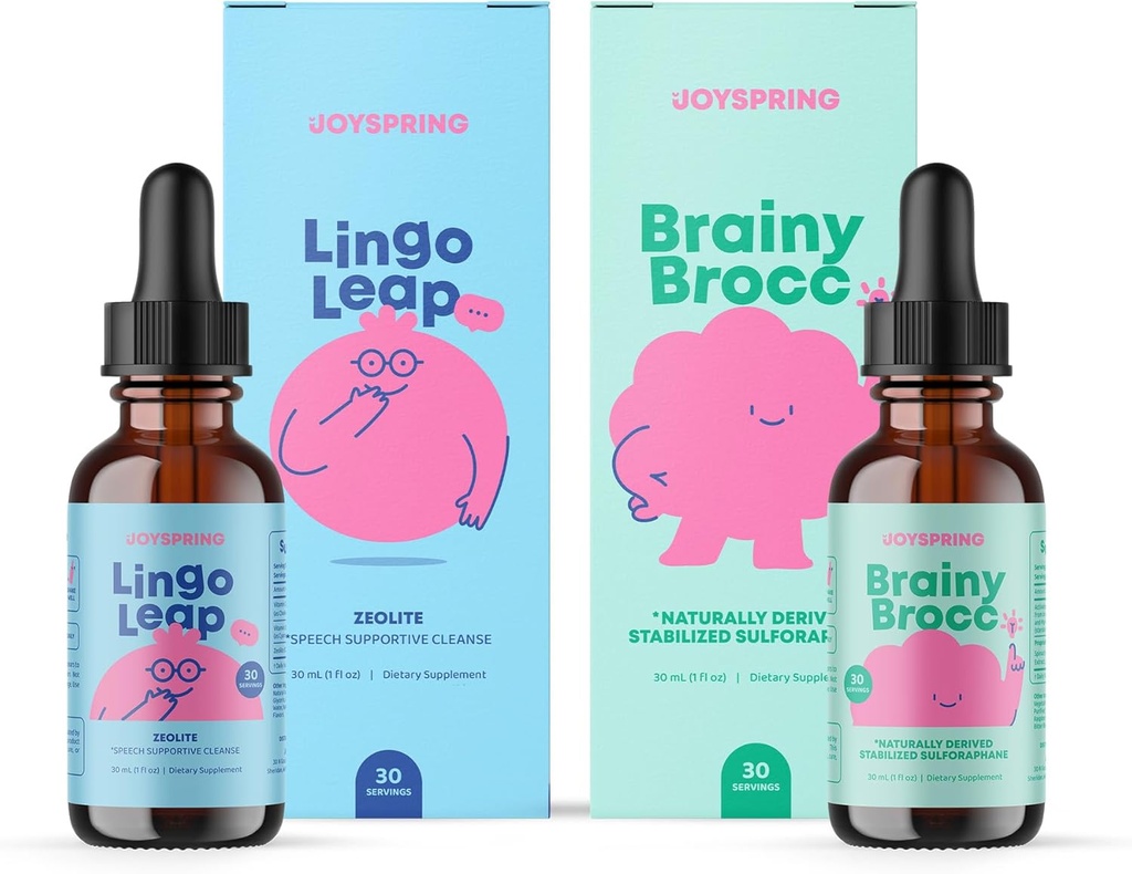 JoySpring BrainyBrocc &amp; LingoLeap Drops Bundle ⋅ Kids Vitamins Naturally Sourced, Non-GMO, Non-Alcoholic Liquid Formula, Immunity Health Support ← Vegan &amp; Vegetarian Supplements