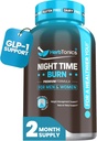 Herbtonics Night Time Burn & Sleep Complex apoya el metabolismo nocturno, el alivio del estrés y el sueño profundo. Incluye Melatonin, Valerian y Green Tea – Vegan Bedtime Weight Management (60 Capsules)