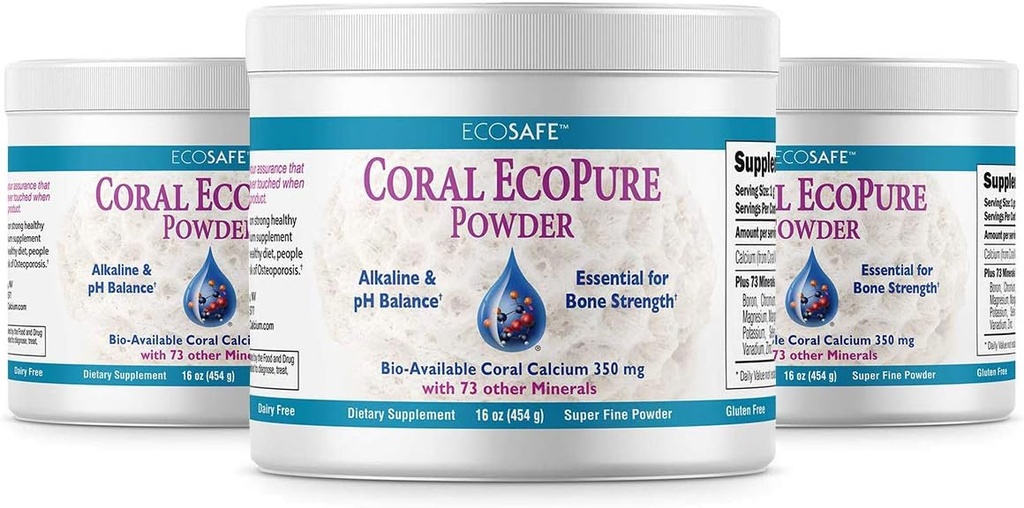 Coral Ecopure Powder, Coral Calcium Powder Suplemento con Coral Minerals - 16 onzas