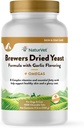 NaturVet – Levadura seca de Brewer Fórmula con sabor a a ajo – Plus Omegas tóxico Rich en Omega-3, 6 &amp; 9 ácidos grasos TENER Fortificado con B1, B2, Niacin &amp; Vitamina C ANTERI para perros &amp; gatos TENIDO 1000 Tabletas Chewable