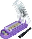Pill Cutter para Múltiples Píldoras en un momento, Pill Cutter Splitter para Píldoras Pequeñas y Pequeñas, Pill Cutter para Píldoras Pequeñas o Grandes, Pill Splitter con Hoja de Acero Inoxidable Oculto (Purple+Clear)