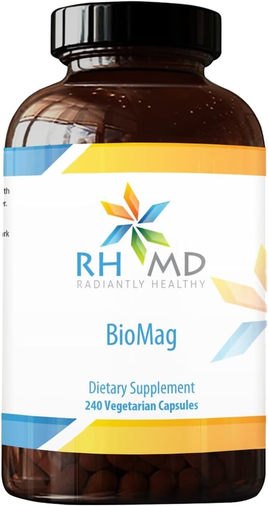 RHMD BioMag - Suplemento Magnesio Chelated 360mg - Mag altamente biodisponible para apoyar energía, salud ósea + recuperación muscular - (240 cápsulas vegetarianas)