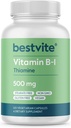 BestVITE Vitamina B-1 (Thiamin) 500mg (120 cápsulas vegetarianas) - No Stearates - Vegan - No Calcium Carbonate - No GMO - Gluten Gratis - No Silicon Dioxide