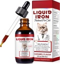 Suplementos de hierro para gatos, 60ML Hierro líquido con folato y B12 apoya la anemia, niveles de bajo nivel y letargo, promueve la formación de células rojas y la salud de sangre