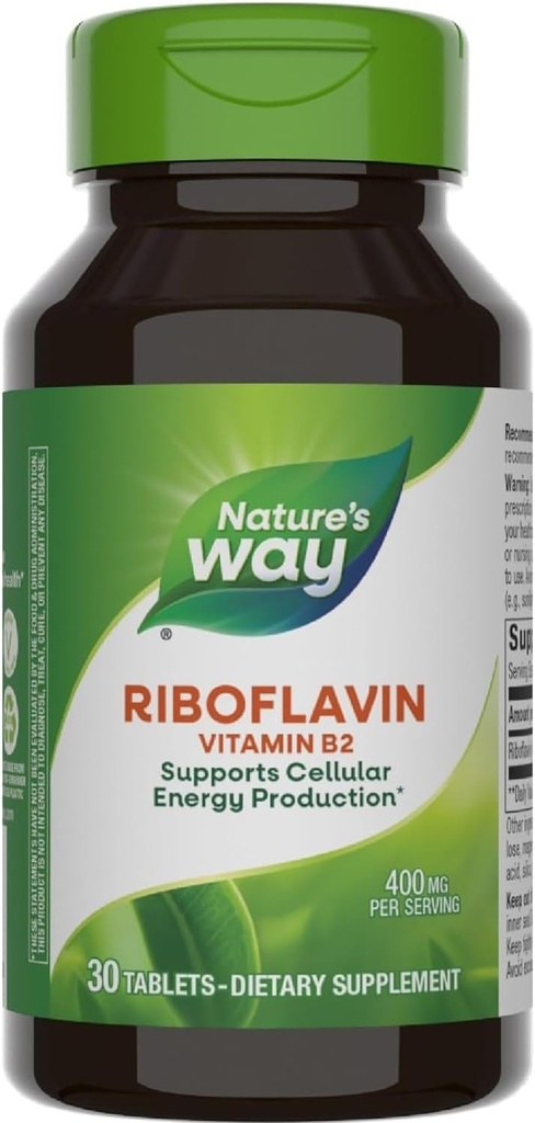 Nature's Way Riboflavin Vitamin B2, 400 mg per serving, Pack of 3