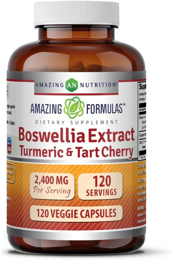 Increíbles Fórmulas Boswellia Extracto Turmeric y Tart Cherry 2400mg Veggie Capsules Silencio No-GMO Silencio Gluten Gratis Silencio Made in USA ← Ideal para los vegetarianos (120)