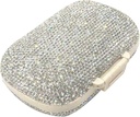 Bling Diamond Pill Organizer with 8 Compartments,Daily Travel Portable Pill Case Double Sided Rhinestone Pill Box for Vitamin/Cod Liver Oil Medicine Kit (Silver)
