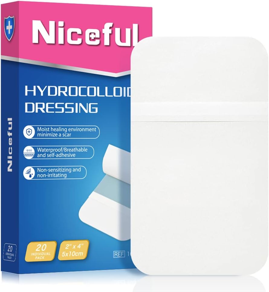 20 Conde Hidrocolloide Bandages 2 x 4 in, Grandes Bandajes de Vestido de Herido para Libras, Bandage A prueba de Agua Grande