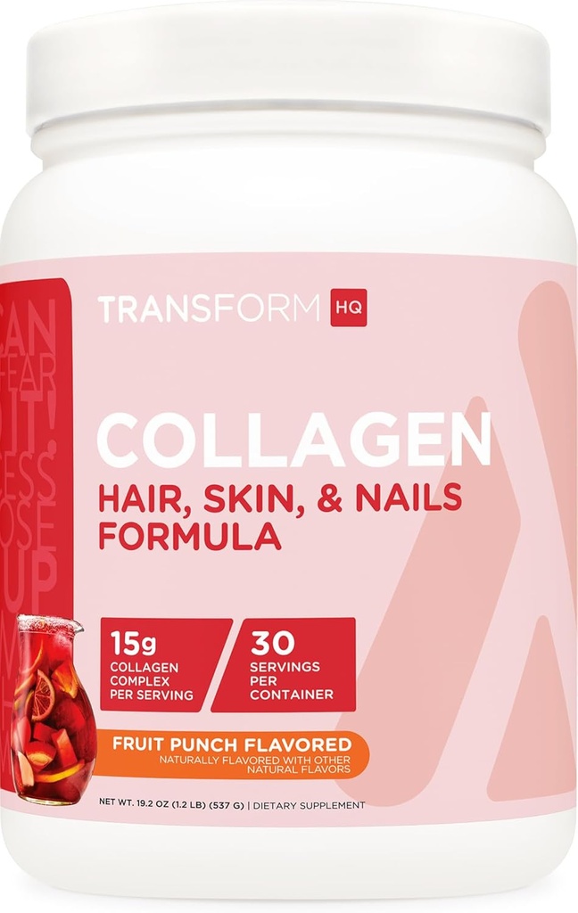 TransformHQ Beauty Collagen (30 servidos) Fruit Punch - Hair, Skin, " Nails Formula