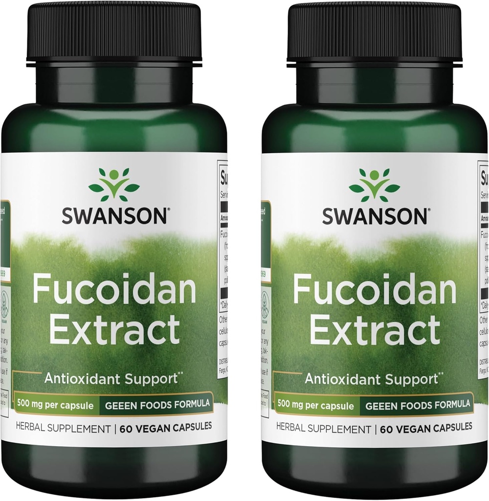 Swanson Extracto Fucoidan de máxima resistencia - Suplemento Herbal Promoción de la Función del Sistema Inmunitario - Fórmula Natural Apoyo Salud general - (60 cápsulas vegetales, 500 mg cada uno) (2 Pack)