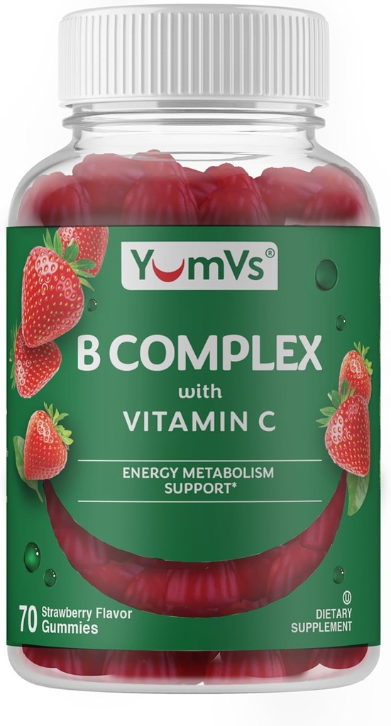 B Complejo Gummies con vitamina C – Gran Tasting 1 a Day Energy & Nervous System Support for Adults – Vegan, Kosher, Non-GMO Vitamin B Complex Gummies with B12, B6, Niacin &amp; Folic Acid – 70 Condes