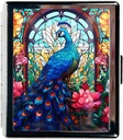 Organizador de pilas de viaje Funda de pequeña pill para Esenciales de Purse 7 Días Cute Pill Box con espejo Caja de pill portátil para bolsillo o purés containe Travel Gifts (Peacock Stained Glass)