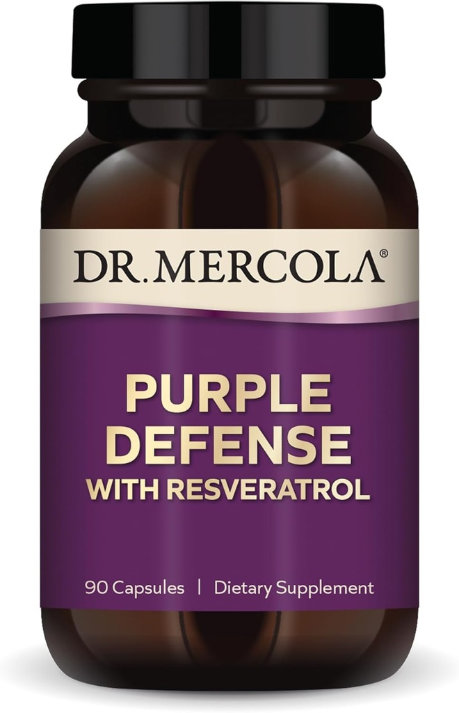 Dr. Mercola Purple Defense - Soporte Antioxidante de alta potencia - con Grape Seed &amp; Skin Extract - Asistencia Cardiovascular & Brain Health - 90 cápsulas
