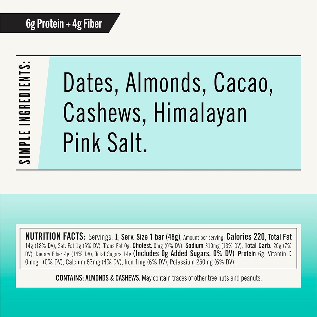 Thunderbird Bars Energy Snack, Gluten-Free with Protein, Healthy Real Food, Vegan Paleo Non-GMO, No Añadido Sugar, Chocolate Almond Butter Sea Salt Flavor (6 Conde, 1.7 oz. Bares)