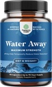 Water Away Herbal Diuretic Pills High Strength - Fluid Retention Supplement with Dandelion Leaf Extract " Green Tea for Bloating Relief for Women " Men - Capsules for Leg " Feet Swelling - 90 Count