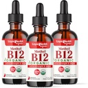 LIQUIDHEALTH USDA Organic Methyl Vitamin B12 Methylcobalamin Liquid Drops with Tart Cherry Juice - Boost Energy, Immune Support, Improve Memory & Concentration - USA Made, Vegan, Non-GMO (3 Pack)