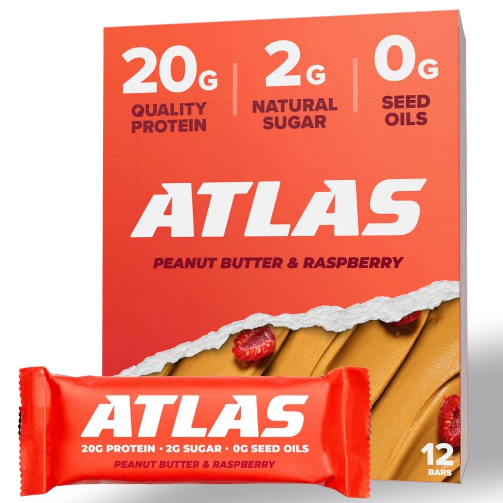Atlas Protein Bar, 20g Protein, 1g Azúcar, Ingredientes Limpios, Gluten Free (Chocolate Variety, 12 Conde (Pack of 1))