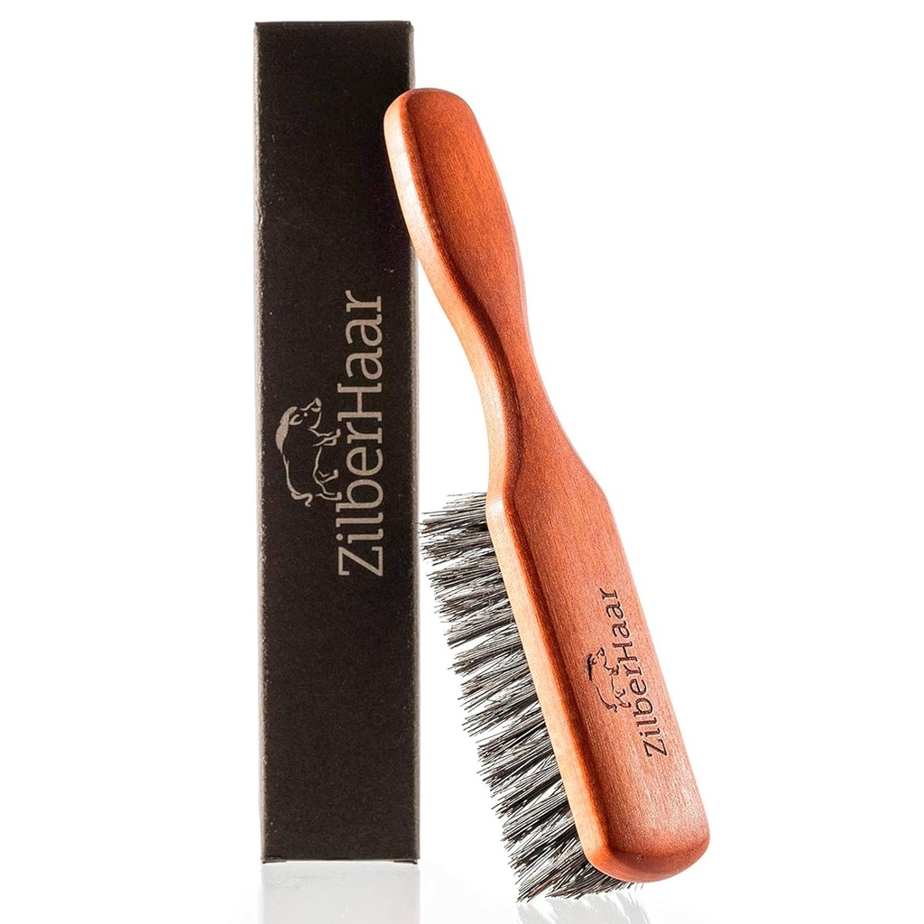 ZilberHaar Cepillo de barba regular - Bristles suaves - Cepillo de novio de barba para los hombres - Straightens y promueve el crecimiento de la barba - Trabaja con aceites de barba y bálsamos - Esencial para kits de cuidado de barba
