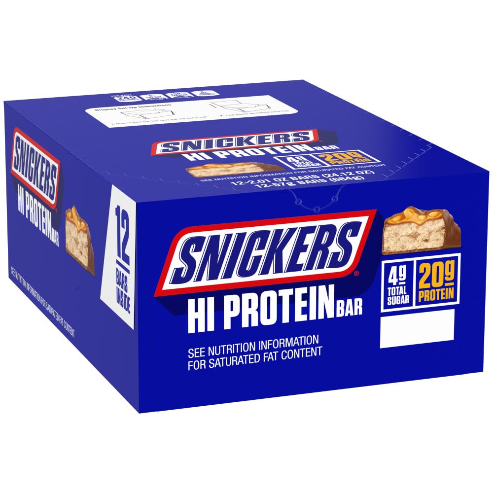 SNICKERS Peanut &amp; Caramel Hi Protein Bar, 24.12 oz, 12 ct Box