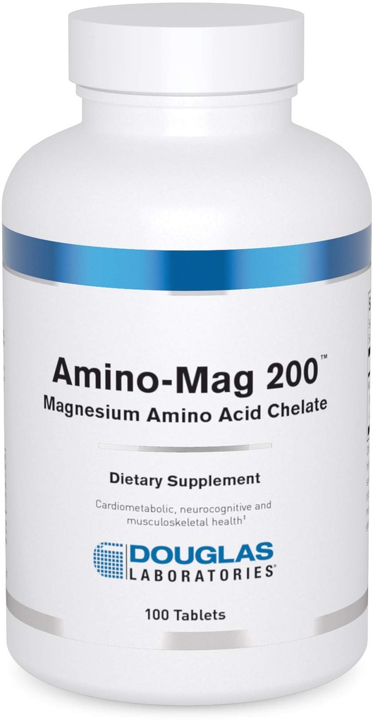 Douglas Laboratories Amino-Mag 200 Ø Magnesio Suplemento para apoyar la función normal del corazón, la formación de los huesos y los músculos* TEN 100 Tablets