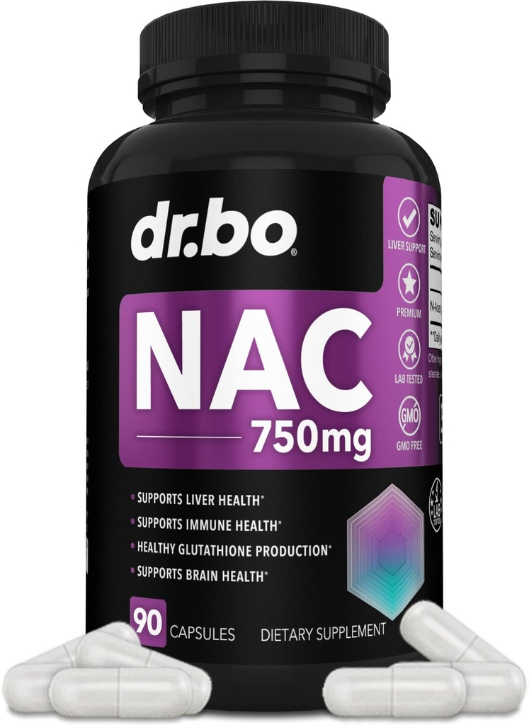NAC Suplemento N-Acetyl Cysteine Pills - 750mg N Acetyl Cysteine Pura cápsula de vitaminas - Daily Liver Support Fórmula para Lung Cleanse Health, Kidney Detox, Brain &amp; Respiratory Suplementos - 90 cápsulas