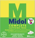 Midol Complete Caffeine Free Caplets 24ct: Midol Complete Caffeine Free Menstrual Pain Relief Caplets with Acetaminophen, Provides Headache Relief and Period Cramps Relief, 24 Count