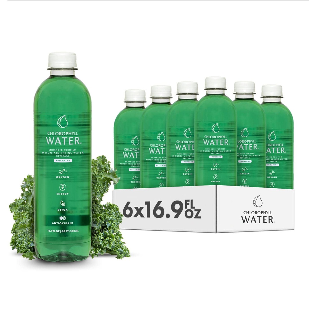 Chlorophyll Water – Liquid Chlorophyll 6-Pack (16.9oz) tóxico Beauty Drink for Glowing Skin, Anti-Aging &amp; Oxygen Boost TEN Vitaminas A, B12, C, D TENIDO Vitamin Water ANTE Clean Label ← Hydration Support