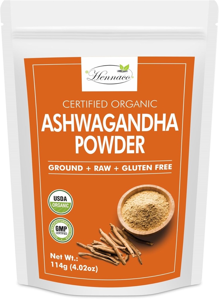 Orgánica Ashwagandha Powder sometida Resealable Zip Lock Pouch impermeable Withania Somnifera from India tolera USDA Orgánica sobre la vida no transgénita Pure " Natural Herbal Ashwagandha Powder sometida 114 Grams (4 OZ)